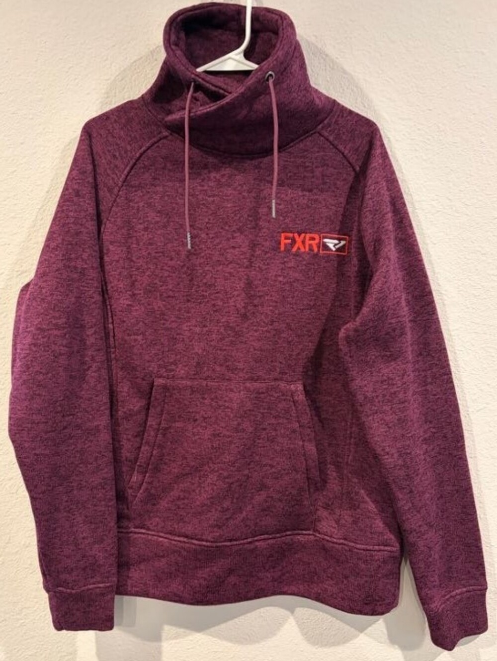 FXR Womens Classic Wine Red Embroidered Graphic Mock Funnel Neck Sweater Size L
